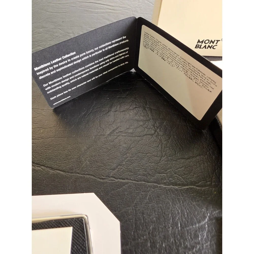 Montblanc Card Holder Black Leather Metal Unisex